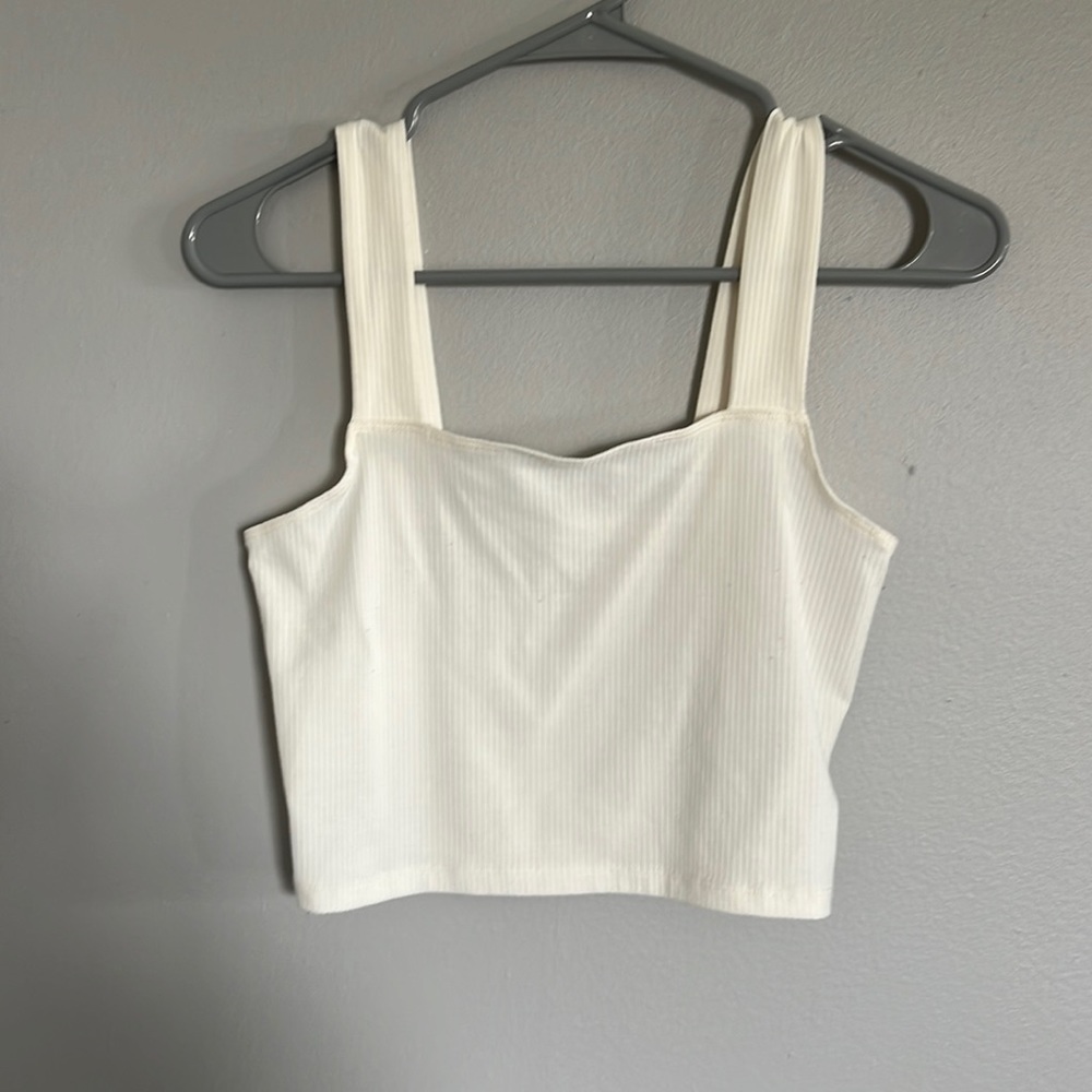 White Ribbed Tank Top